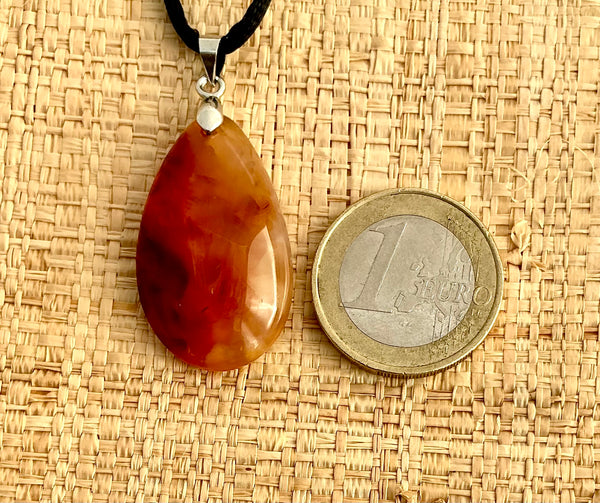Pendentif Cornaline - Pierre plate forme goutte