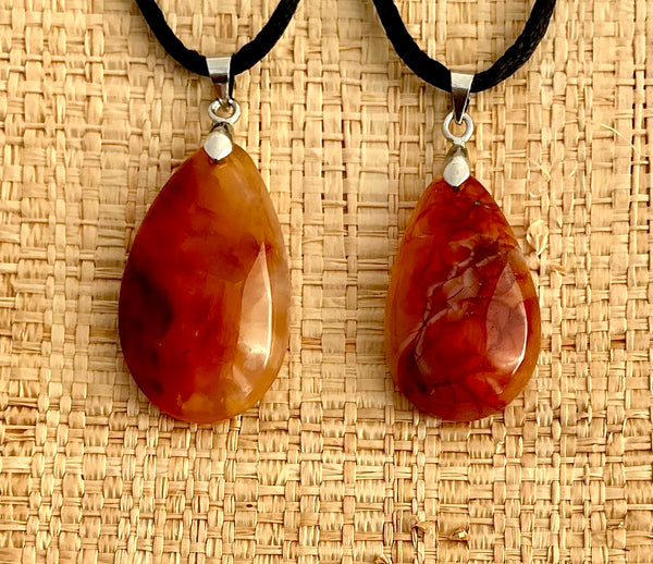 Pendentif Cornaline - Pierre plate forme goutte