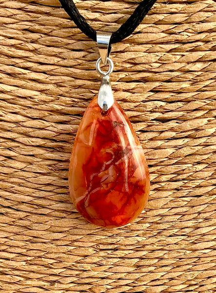 Pendentif Cornaline - Pierre plate forme goutte