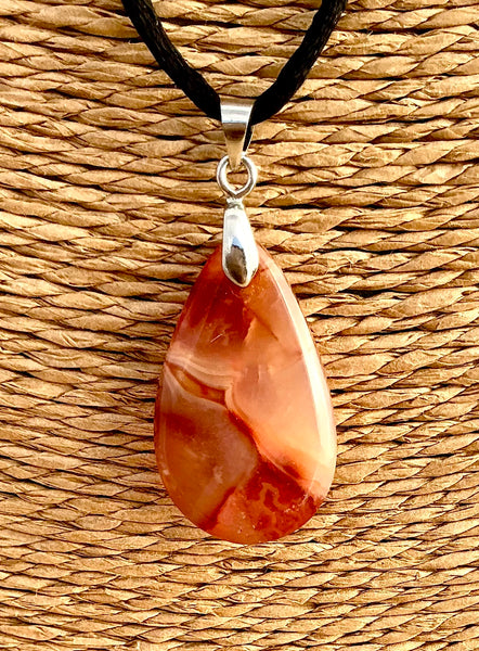 Pendentif Cornaline - Pierre plate forme goutte