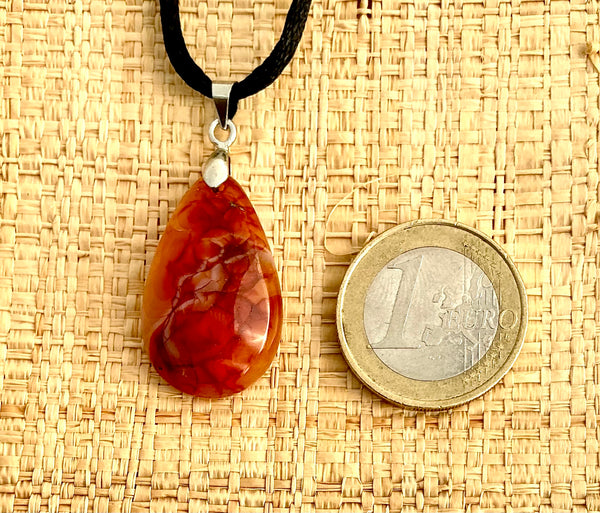 Pendentif Cornaline - Pierre plate forme goutte