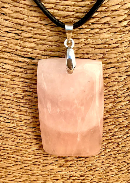 Pendentif Quartz Rose - Pierre Plate forme rectangulaire