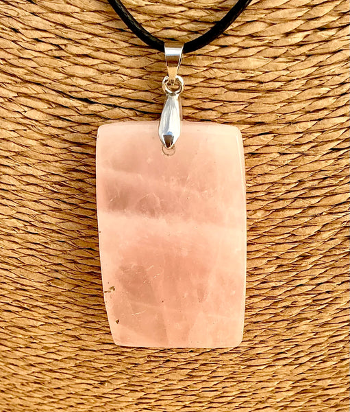 Pendentif Quartz Rose - Pierre Plate forme rectangulaire