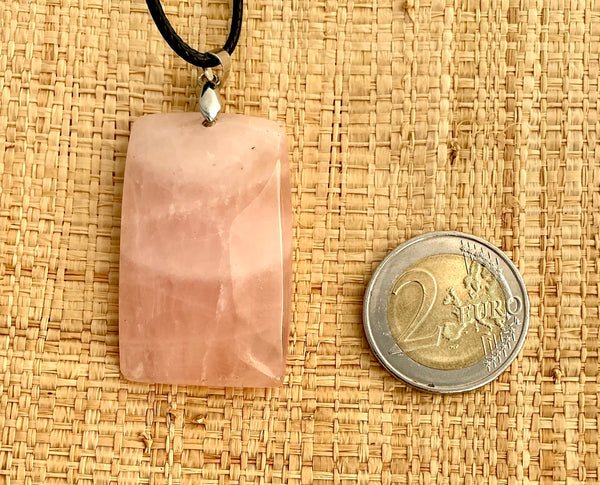 Pendentif Quartz Rose - Pierre Plate forme rectangulaire