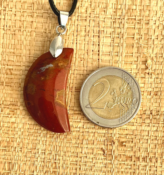 Pendentif Jaspe rouge - Pierre plate forme lune