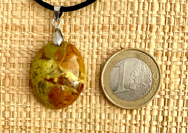 Pendentif Opale Verte - Pierre plate forme ovale