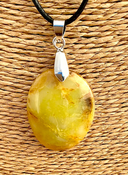 Pendentif Opale Verte - Pierre plate forme ovale