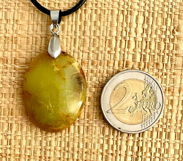 Pendentif Opale Verte - Pierre plate forme ovale
