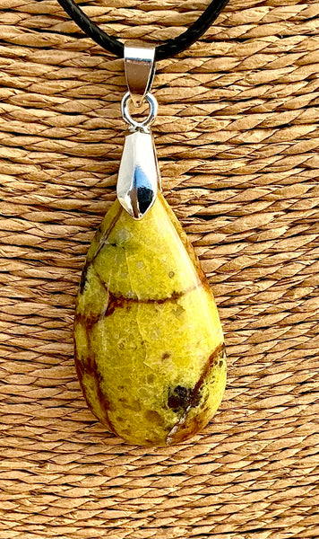 Pendentif Opale Verte - Pierre plate forme goutte