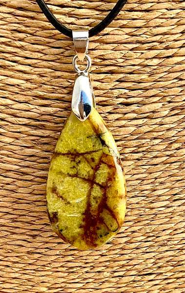 Pendentif Opale Verte - Pierre plate forme goutte