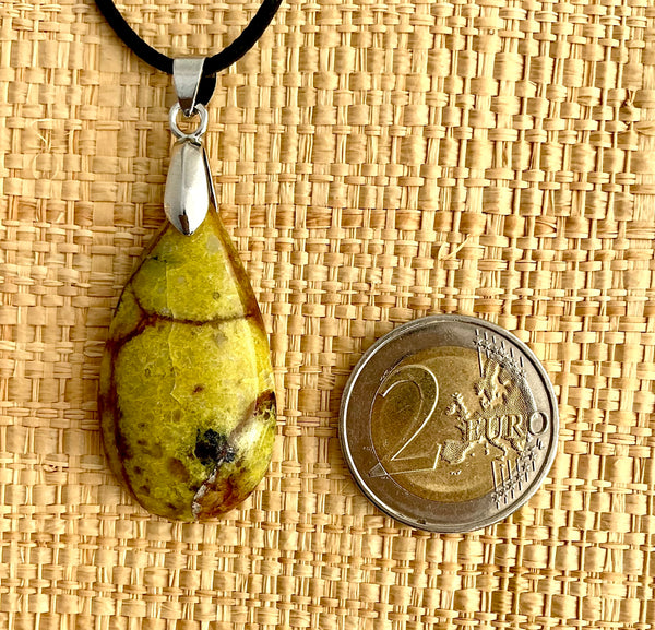 Pendentif Opale Verte - Pierre plate forme goutte