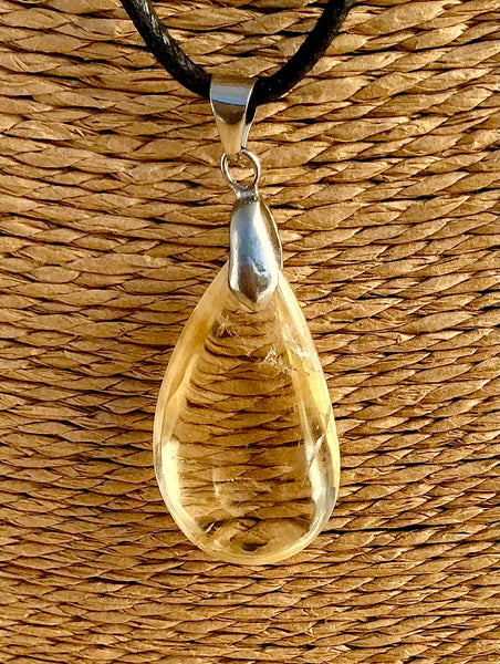 Pendentif Citrine - Pierre Plate forme goutte