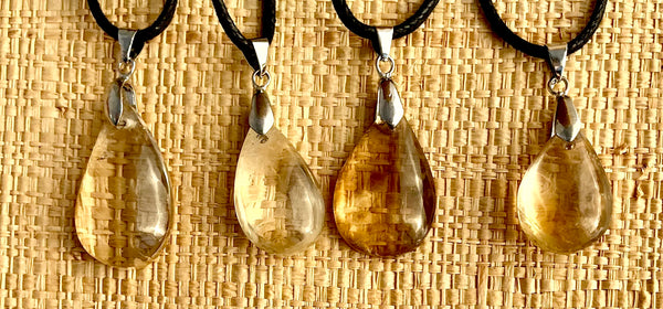 Pendentif Citrine - Pierre Plate forme goutte