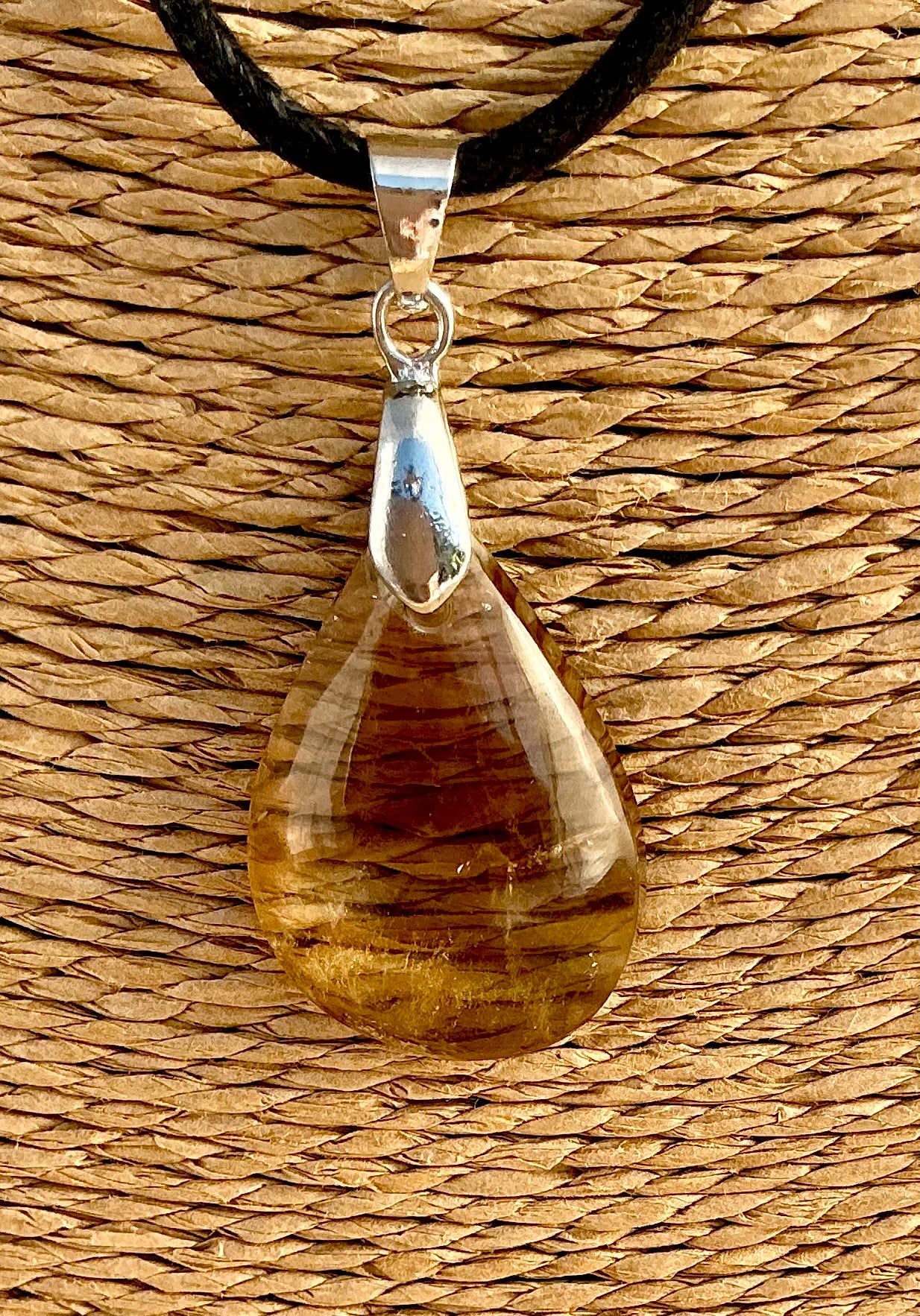 Pendentif Citrine - Pierre Plate forme goutte