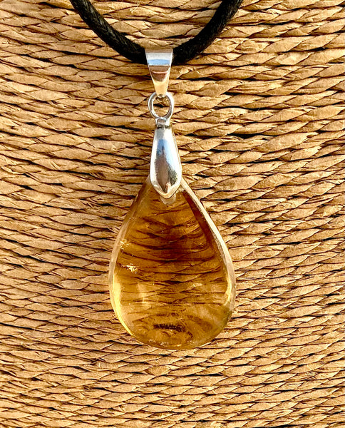 Pendentif Citrine - Pierre Plate forme goutte