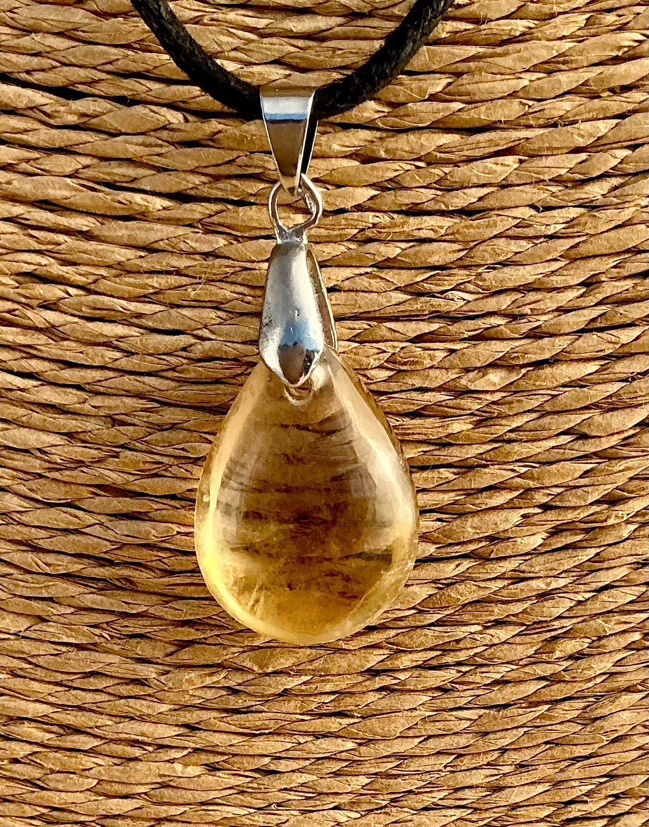 Pendentif Citrine - Pierre Plate forme goutte