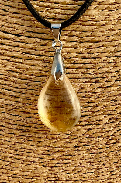 Pendentif Citrine - Pierre Plate forme goutte