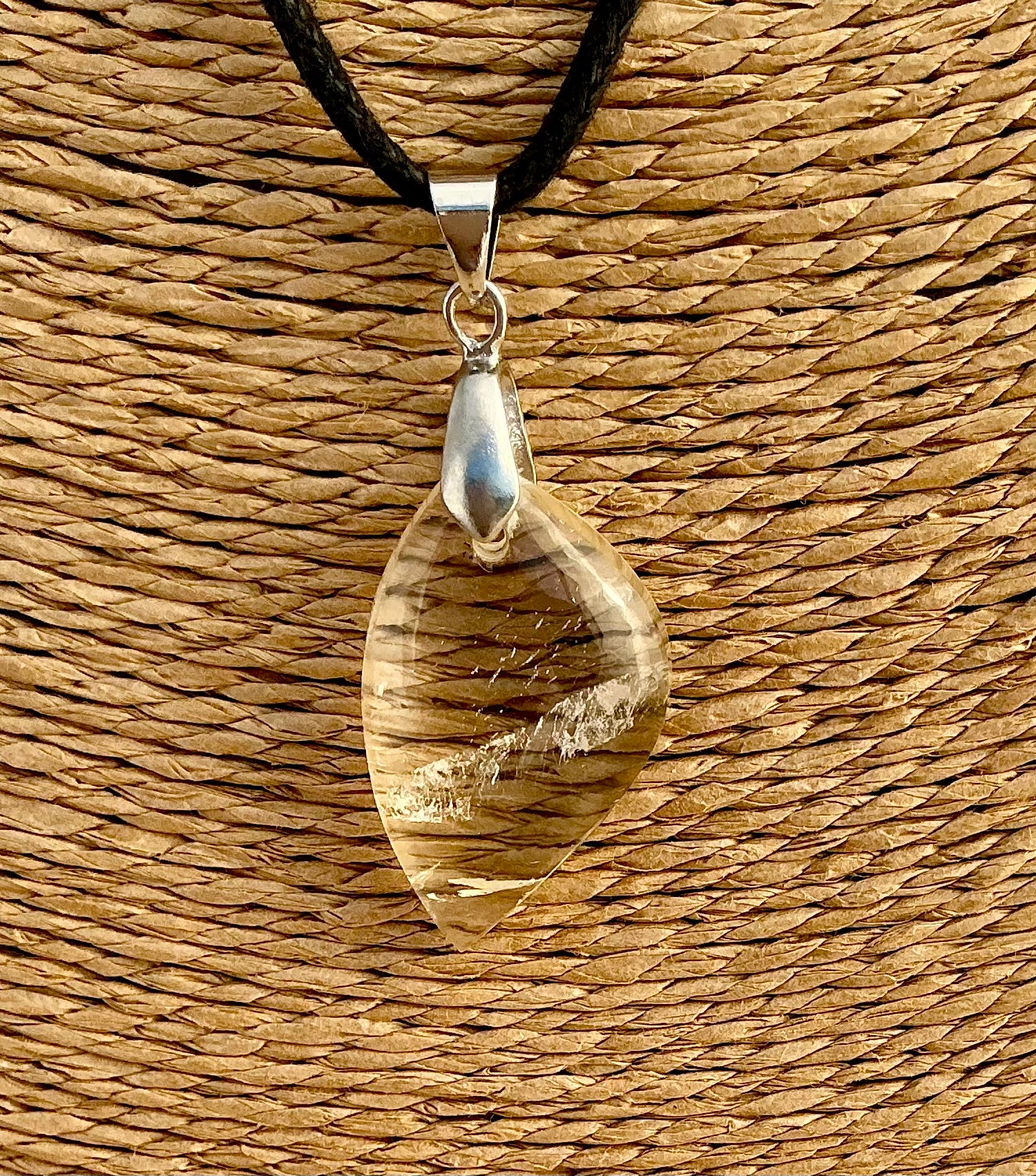 Pendentif Citrine - Pierre Plate forme libre