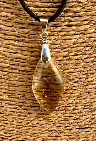 Pendentif Citrine - Pierre Plate forme libre