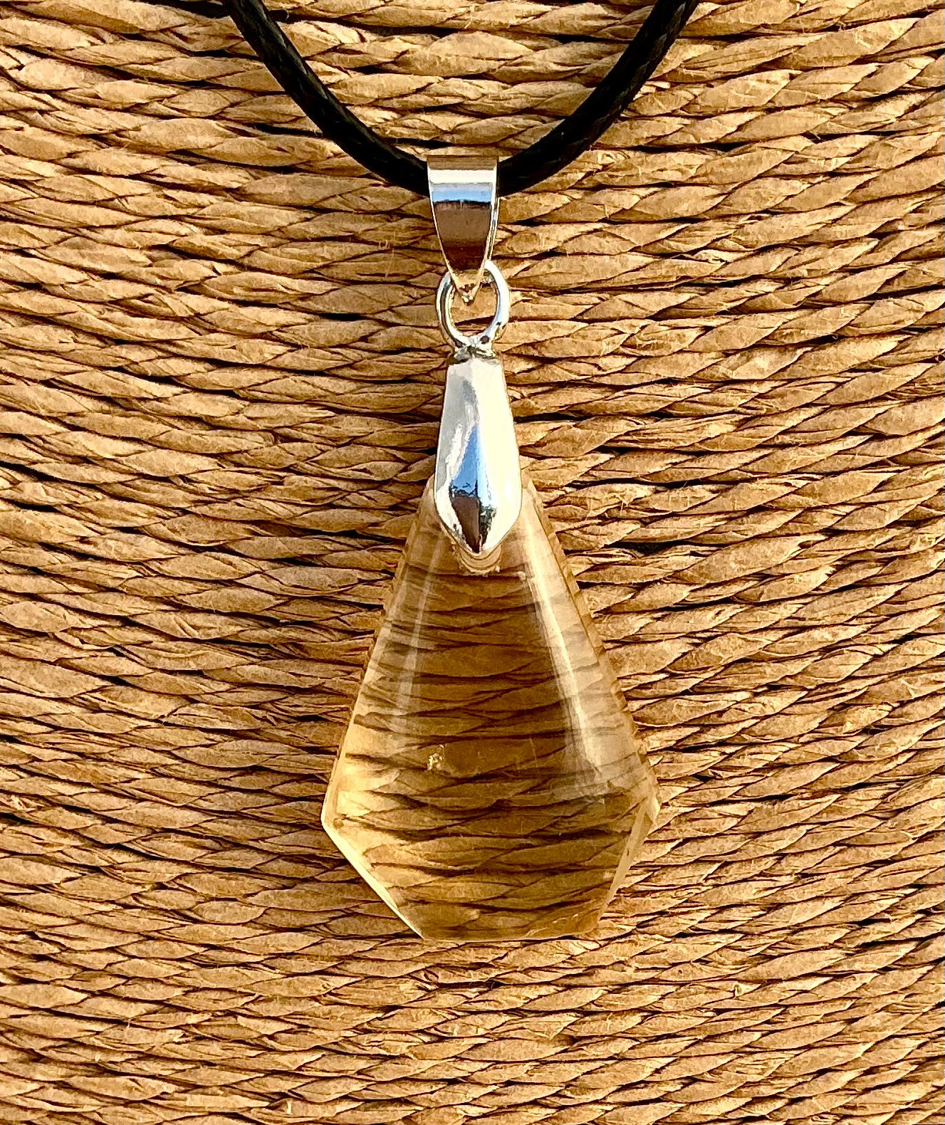 Pendentif Citrine - Pierre Plate forme libre