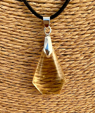 Pendentif Citrine - Pierre Plate forme libre
