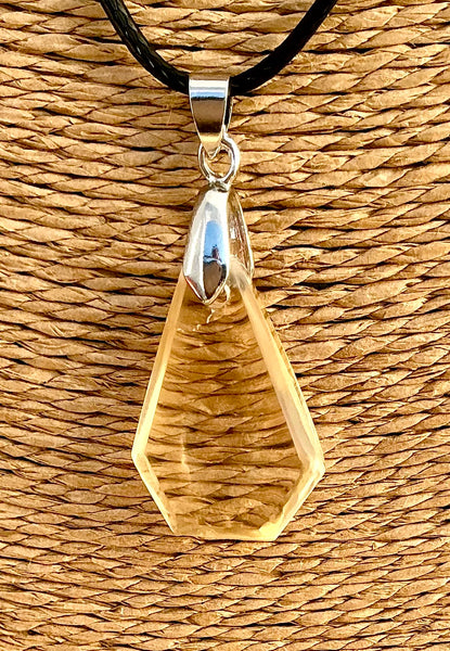 Pendentif Citrine - Pierre Plate forme libre