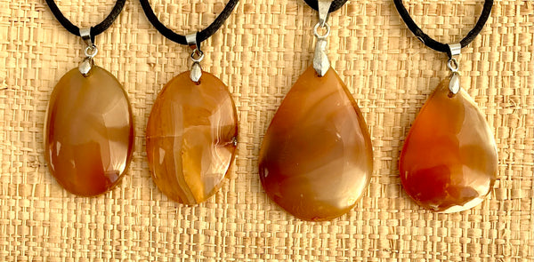 Pendentif Cornaline - Pierre plate forme goutte