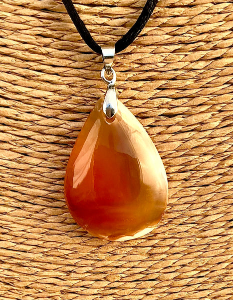 Pendentif Cornaline - Pierre plate forme goutte