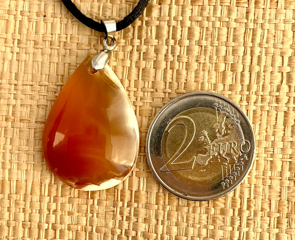 Pendentif Cornaline - Pierre plate forme goutte