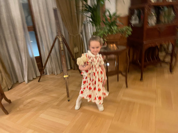 Robe smocks « Poppies » Manches Ballons col Claudine