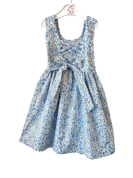 Robe smocks "Piso" Chasuble à Fleurs bleues