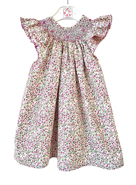 Robe Blouse smockée "Aubergine" à Fleurs