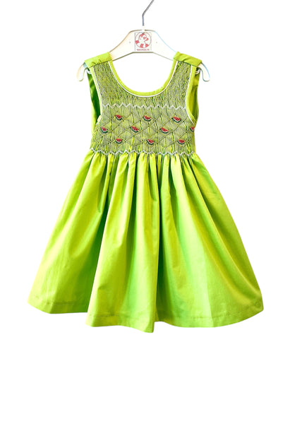 Robe smocks Chasuble Vert Anis