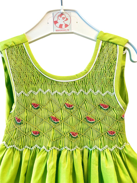 Robe smocks Chasuble Vert Anis