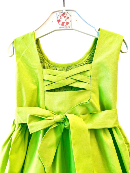 Robe smocks Chasuble Vert Anis