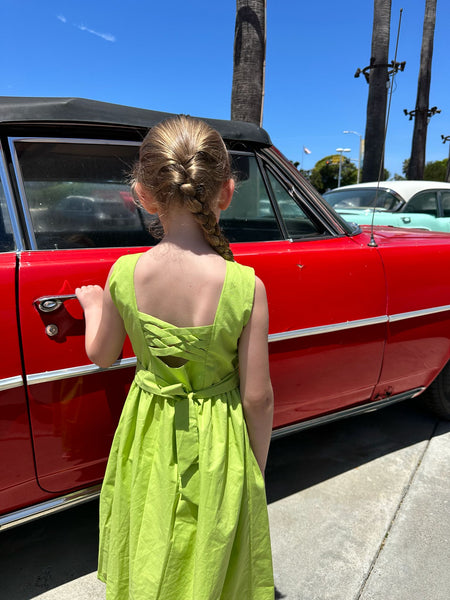 Robe smocks Chasuble Vert Anis