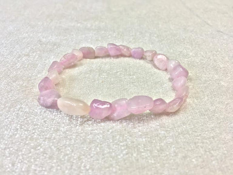 Bracelet perles grains pierres roulées plates 5-7 mm Quartz Rose