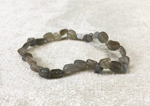 Bracelet perles grains pierres roulées plates 5-7 mm Labradorite
