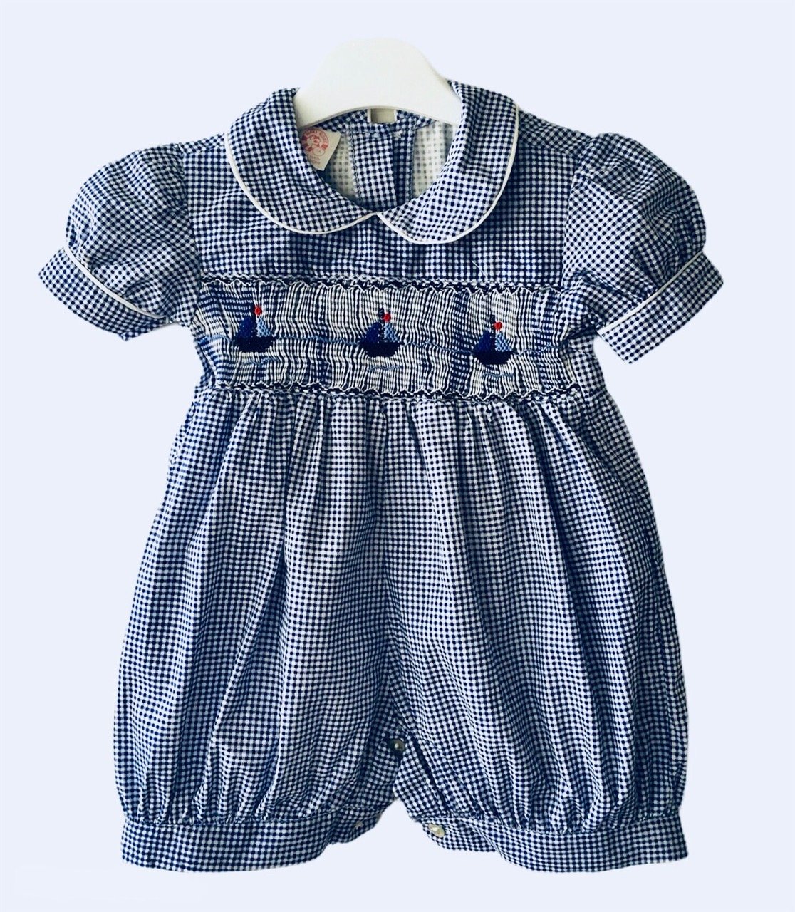 Barboteuse Bébé Style Marin Taille 6 Mois - Bleu Et Blanc, Coton, Broderie - Occasion Très Bon état