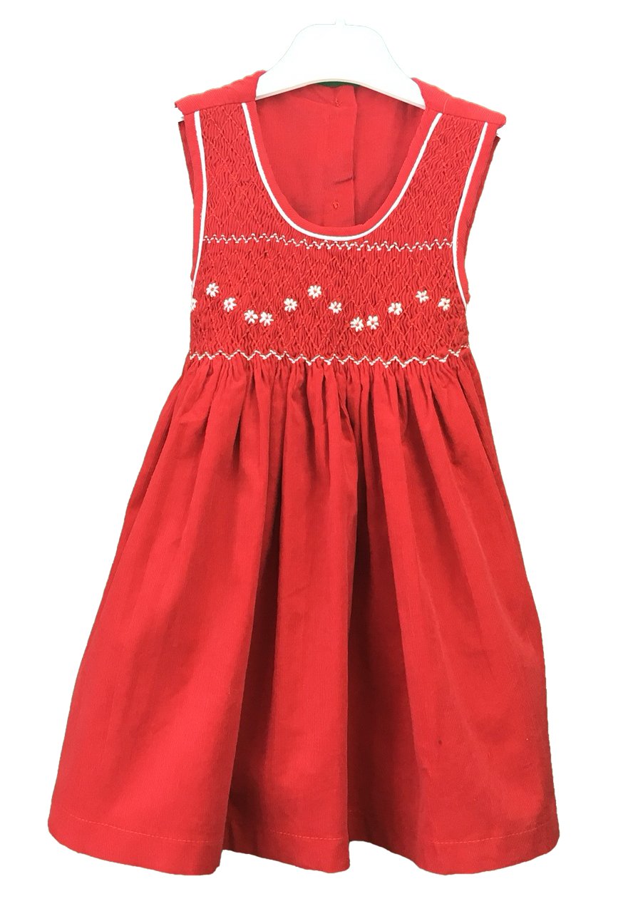 Robe smocks Velours Chasuble Rouge �?? Maki Rose