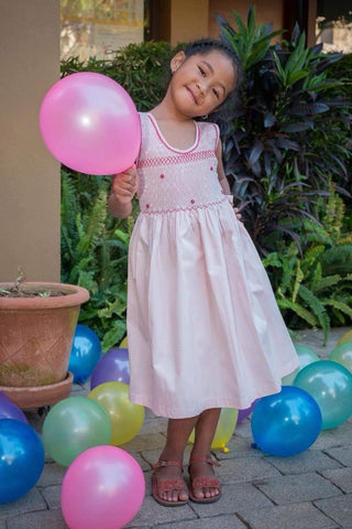 Robe smocks enfant fille rose pâle / clair