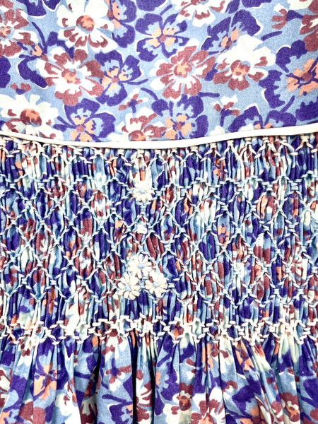 "Taupe" smocking dress Taupe Chasuble with White dots