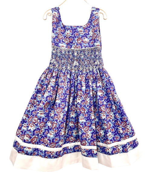 "Taupe" smocking dress Taupe Chasuble with White dots