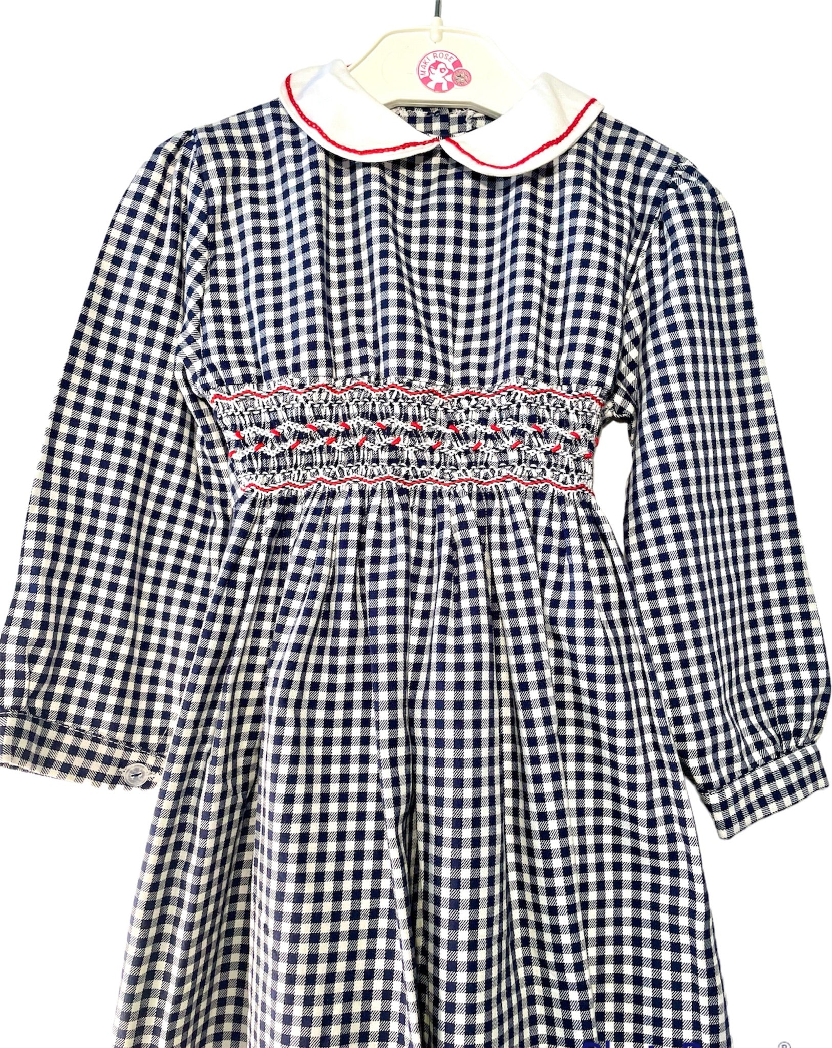 Robe Fille EXARUS Longue à Pois - Style Smocké Col Carré Manches Courtes